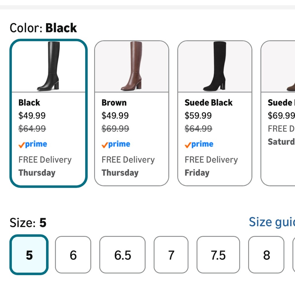 Amazon Black Heeled Knee-High Boots - Picture 6 of 6